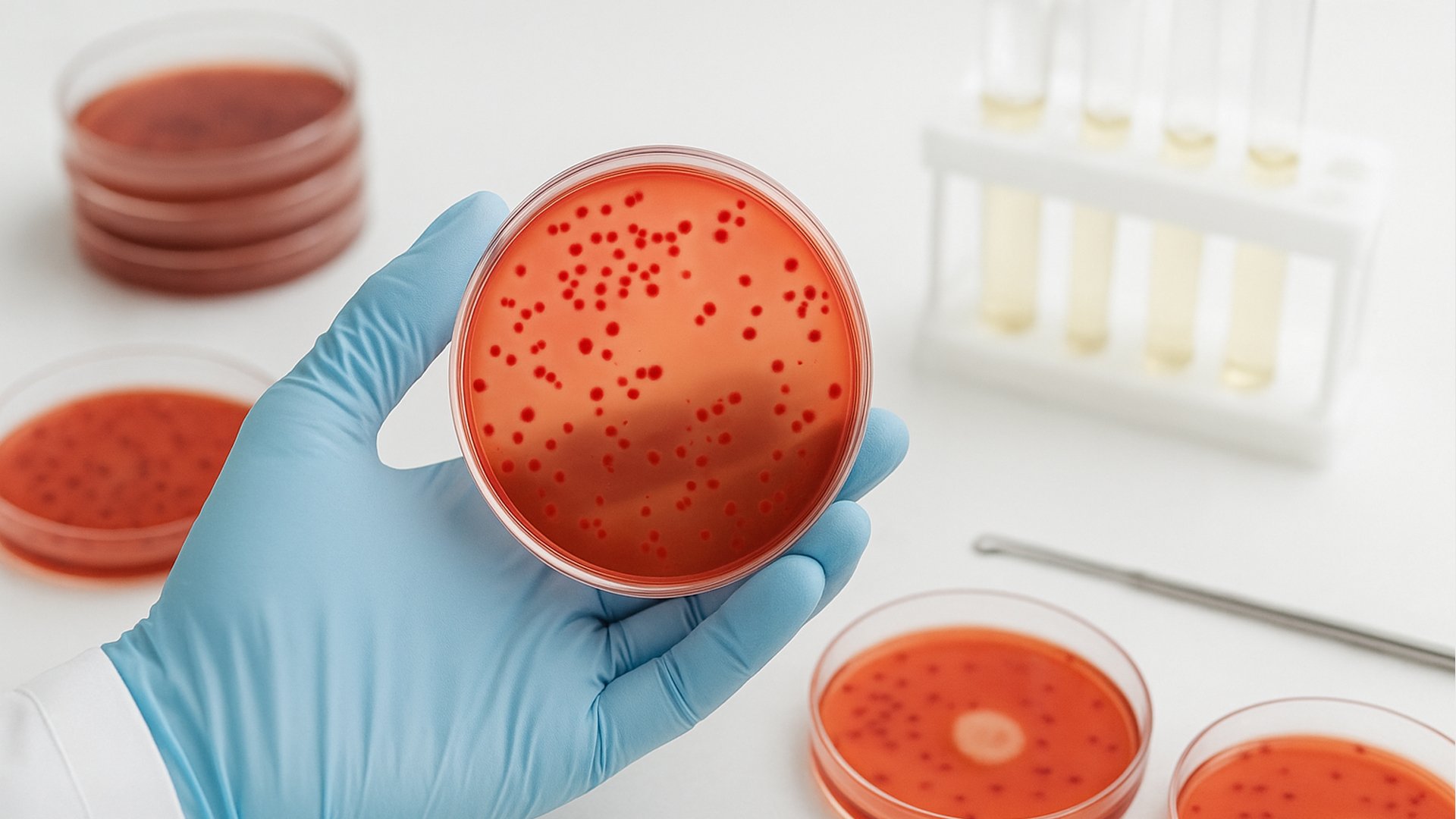 Meios de cultura utilizados em placas de Petri no laboratório