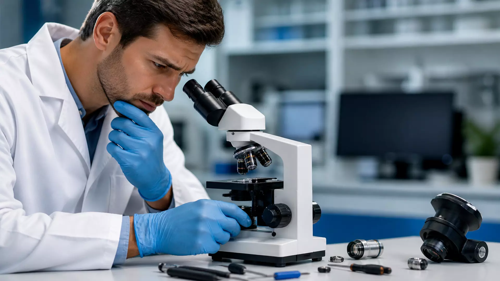 Avaliação técnica ajuda a diferenciar erros de operação de falhas que exigem reparo de microscópio.