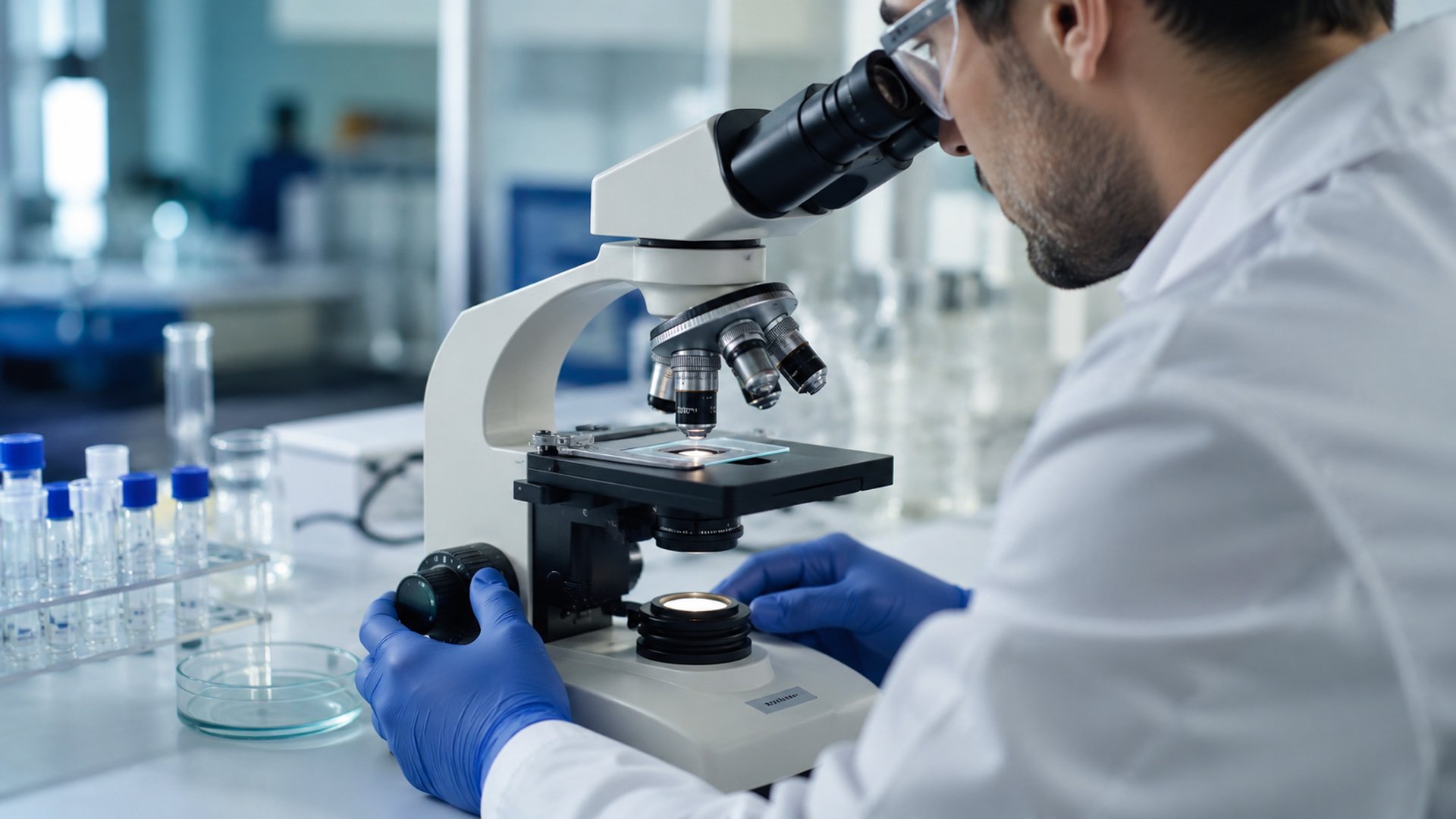 focalização da amostra no microscópio